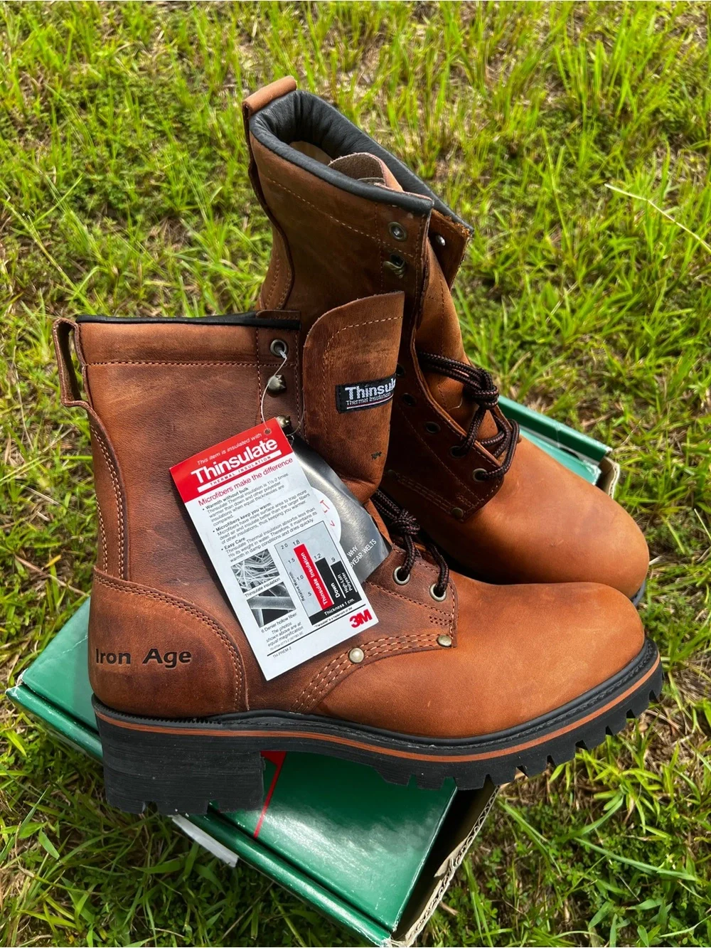 NEW Vintage Iron Age size 10 Mens WIDE Steel Toe Logger Leather Boots